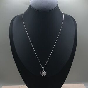 Diamond Love Knot Pendant in Sterling Silver 925 fine Jewelry Dainty Elegant